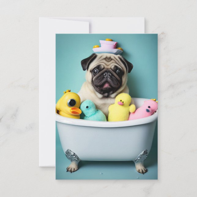 Pug Paradise: En baddräkt i Tub Kort (Framsida)