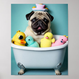 Pug Paradise: En baddräkt i Tub Poster
