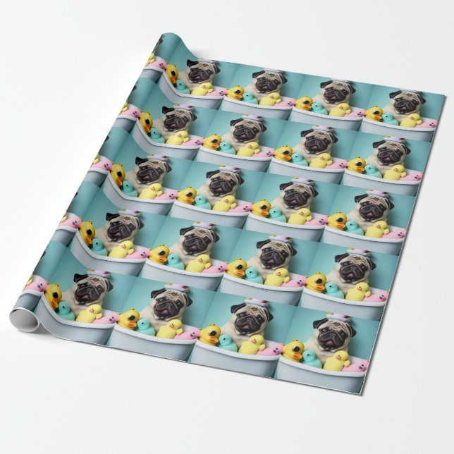 Pug Paradise: En baddräkt i Tub Presentpapper (Utrullad)