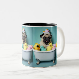 Pug Paradise: En baddräkt i Tub Två-Tonad Mugg