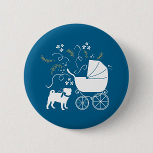 Pug Party Blue Theme Firande Knapp