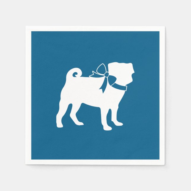 Pug Party Blue Theme Firande Pappersservett (Framsidan)