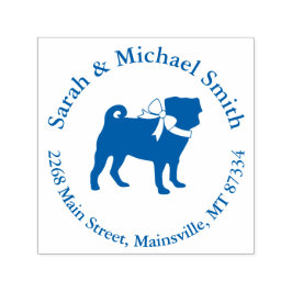 Pug Party Blue Theme Firande Självfärgande Stämpel