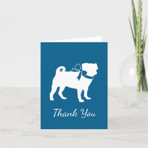 Pug Party Blue Theme Firande Tack Kort