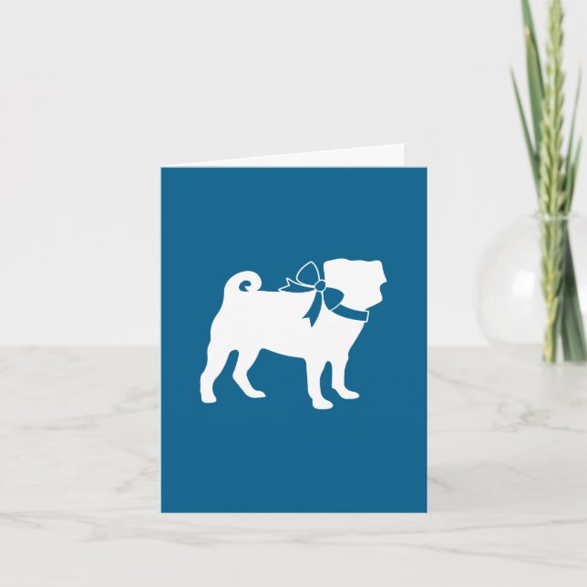 Pug Party Blue Theme Firande Tack Kort (Framsida)
