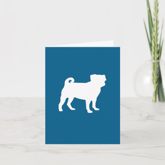 Pug Party Blue Theme Firande Tack Kort (Framsida)