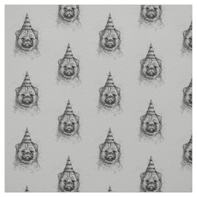 Pug Party Scribble Tyg (Provkarta)