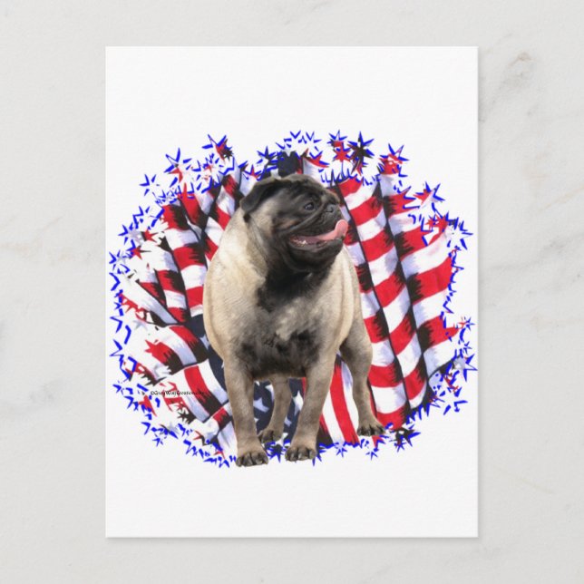 Pug Patriot Vykort (Framsida)