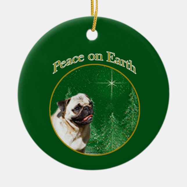 Pug Peace Julgransprydnad Keramik (Framsidan)