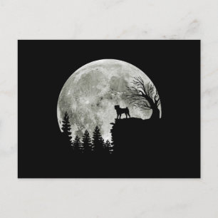 Pug permanent på berget Moonlight Halloween Vykort