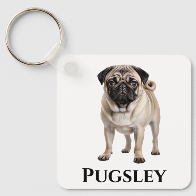 Pug Personalize Nyckelring (Framsida)