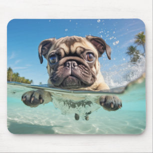 Pug Pet Hund Animal Roligt som spelar ut Vatten ut Musmatta