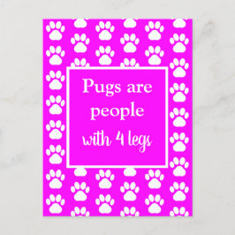 Pug Pet Roligt Hundar är Personer med fyra Ben i R Vykort