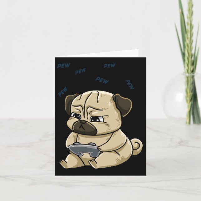 Pug Pew Gamepad Söt Spis  Kort (Framsida)