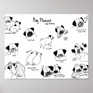 Pug Phrases Poster