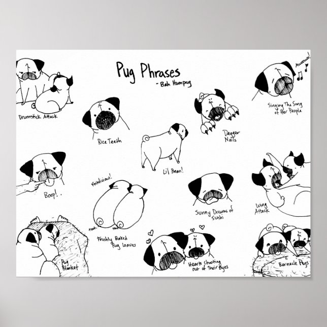 Pug Phrases Poster (Framsidan)