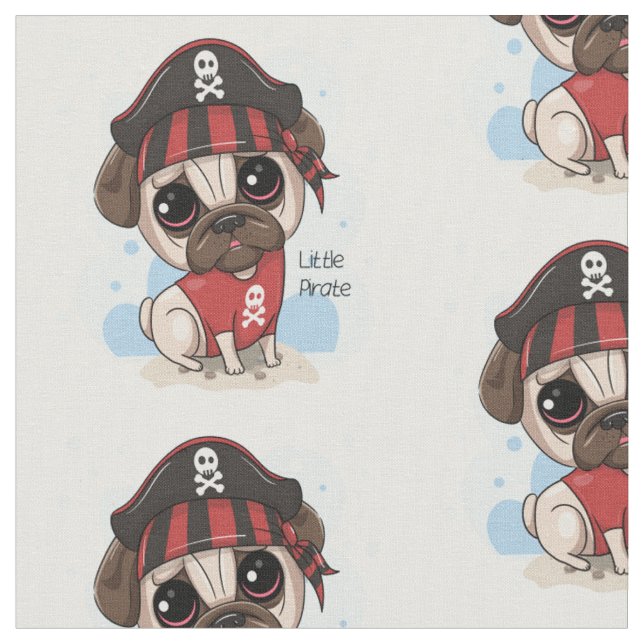 Pug Pirat Fabric Tyg (Närbild)