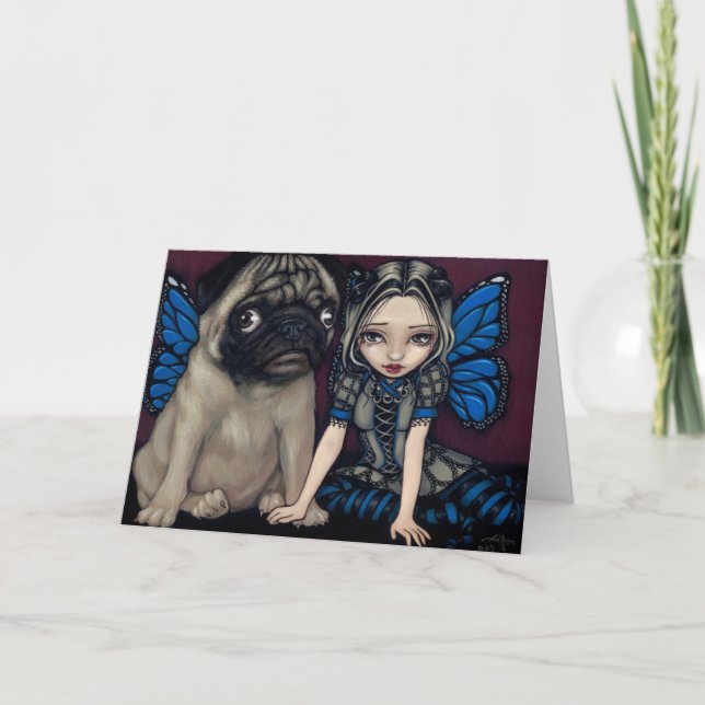 "Pug Pixie"-gratulationskort Kort (Framsida)