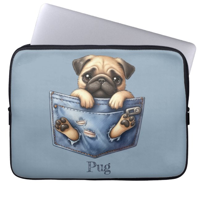 Pug Pocket Hund Laptop Fodral (Framsidan)