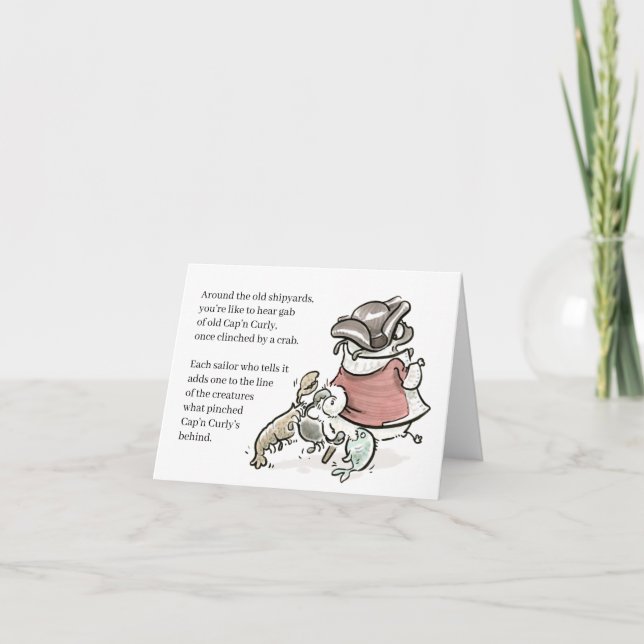 Pug Poetry: Cap'n Curly Card Kort (Framsida)