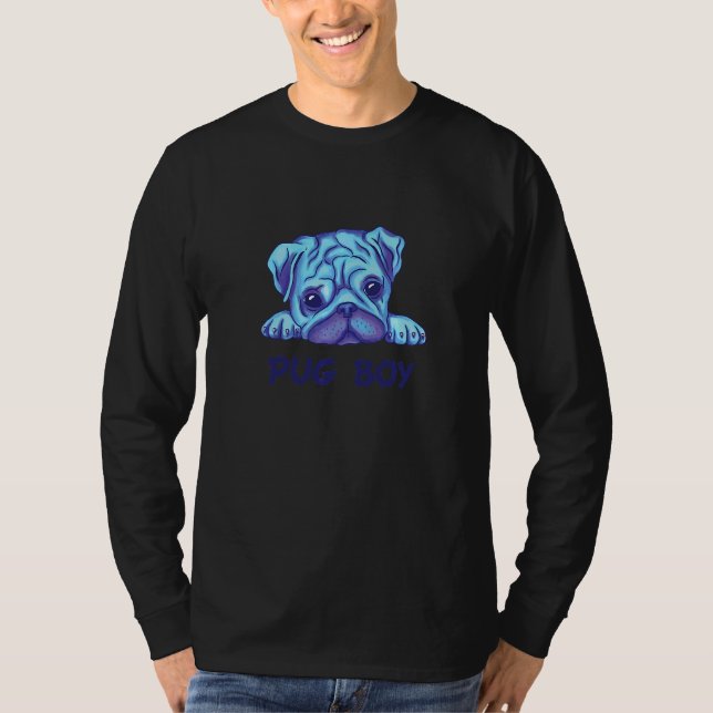Pug Pojke Hund Ansikte  Pug T Shirt (Framsida)