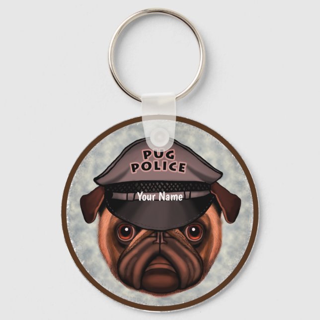 Pug Police Nyckelring (Framsida)