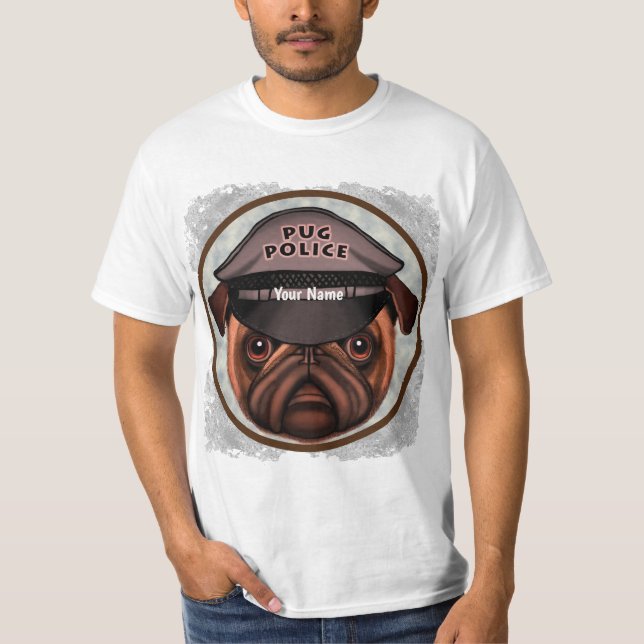Pug Police T Shirt (Framsida)