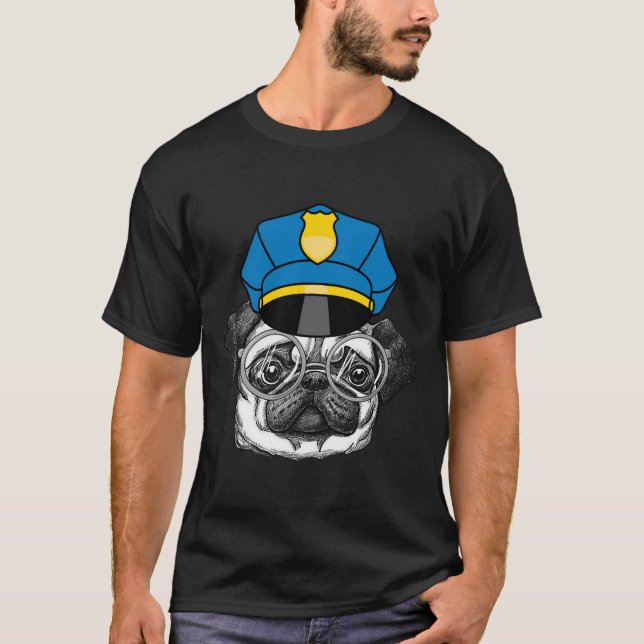 Pug Polisen Pug Älskare Pet Hund Pugs C T Shirt (Framsida)