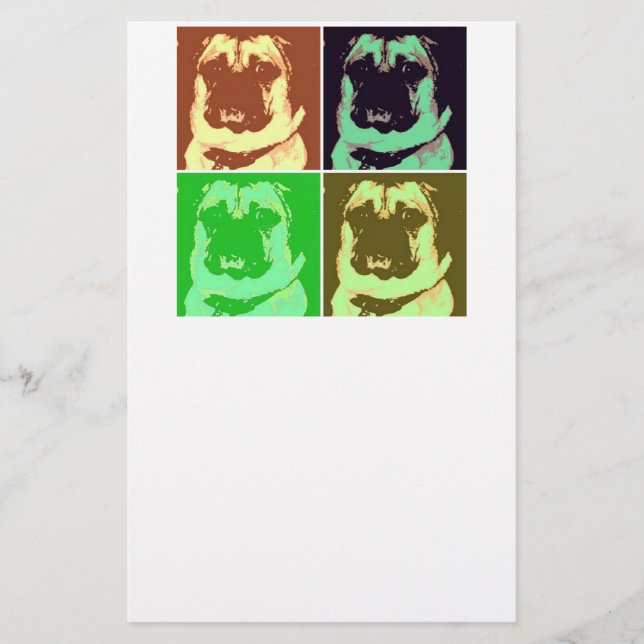 Pug Pop Art Brevpapper (Framsida)