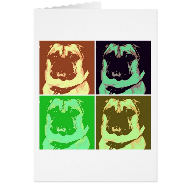 Pug Pop Art Hälsningskort (Framsidan)