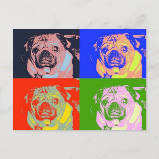 Pug PopArt-vykort Vykort (Framsida)