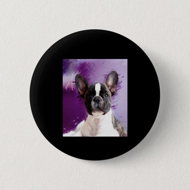 Pug Porträtt Art Cute Pug Knapp (Framsida)
