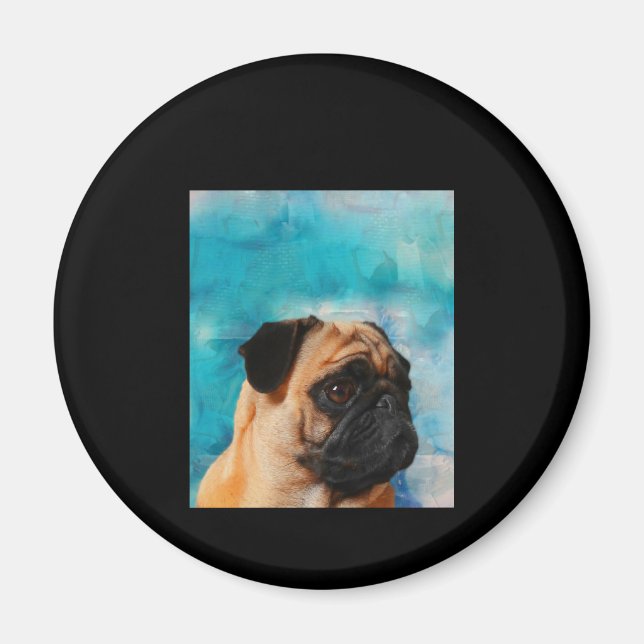 Pug Porträtt Cute Pug Ansikte Pug Älskare Magnet (Framsidan)