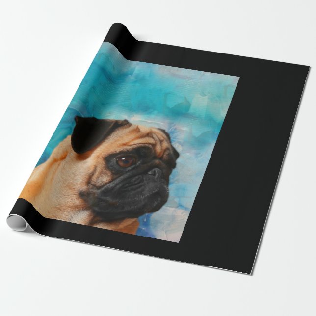 Pug Porträtt Cute Pug Ansikte Pug Älskare Presentpapper (Utrullad)