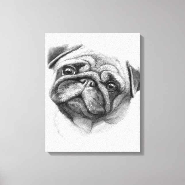 Pug Porträtt | Cute Pug Hund Ansikte Canvastryck (Framsida)