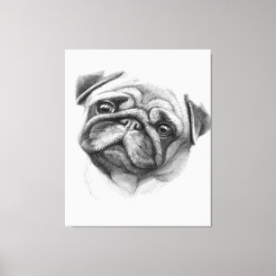 Pug Porträtt Cute Pug Hund Ansikte Canvastryck