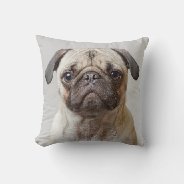 Pug Porträtt Kudde (Framsida)