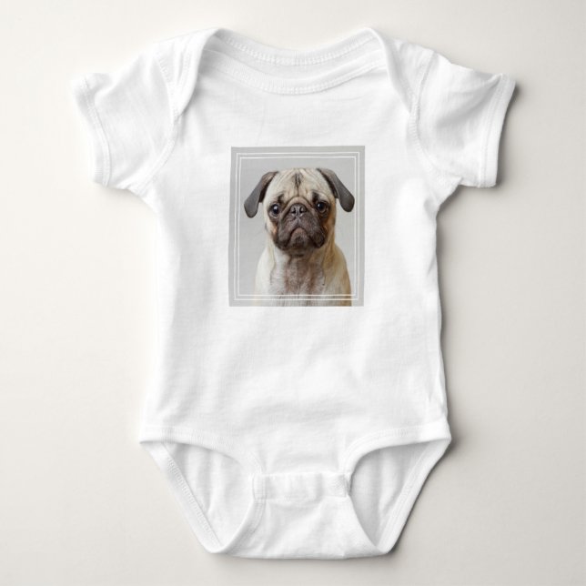 Pug Porträtt T Shirt (Framsida)