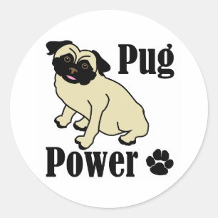 Pug Power Runt Klistermärke