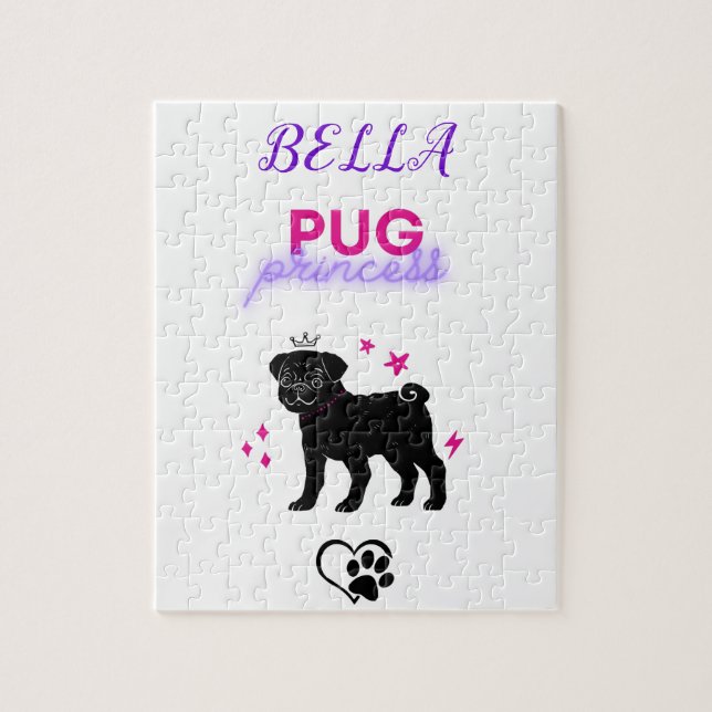 "PUG PRINCESS" flickor pusslar personlig. Pussel (Vertikal)
