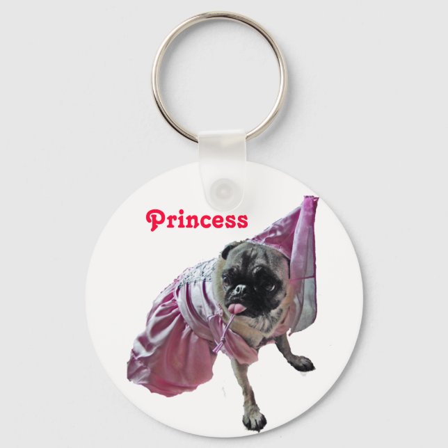 Pug Princess Nyckelring (Framsida)