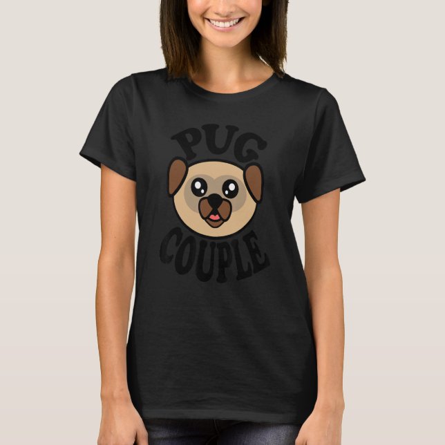 Pug   Pug Couple T Shirt (Framsida)