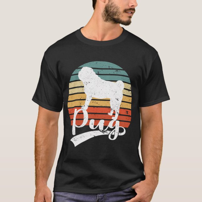 Pug Pug Retro Hund Ägarpresent T Shirt (Framsida)