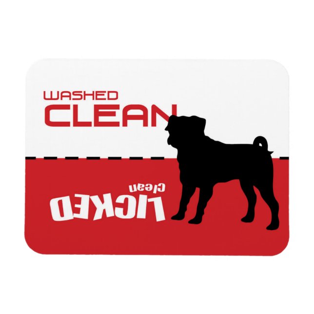 Pug Puggle Hund Dishwasher Magnet - Slickat ren (Horisontell)