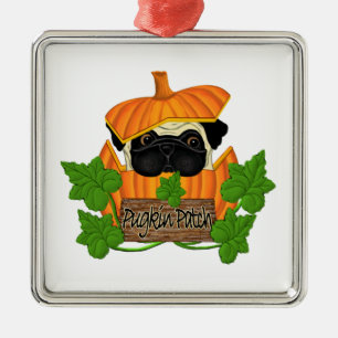 Pug Pumpkin Patch Julgransprydnad Metall