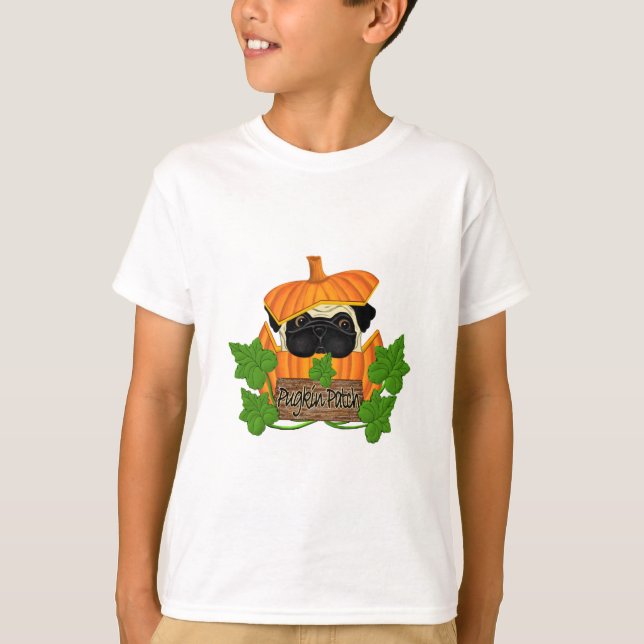 Pug Pumpkin Patch Tee Shirt (Framsida)