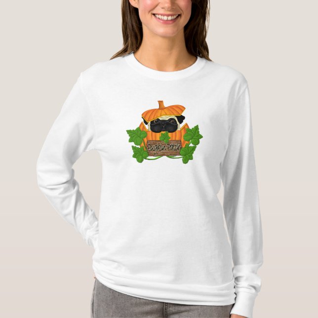 Pug Pumpkin Patch Tee Shirt (Framsida)