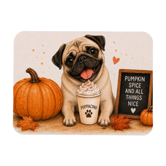 Pug Pumpkin Spice Magnet (Horisontell)