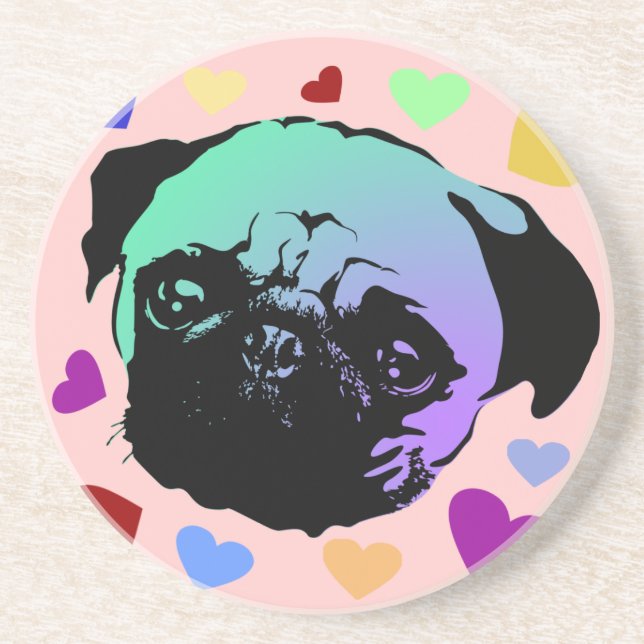Pug Puppy Dog PopArt Retro Style Underlägg (Framsidan)