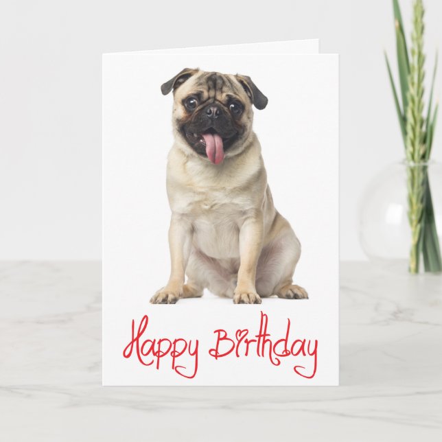 Pug Puppy Hund Grattis på födelsedagen Card - Vers Kort (Framsida)